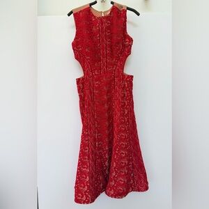 Self Portrait Red Lace midi dress SZ 8